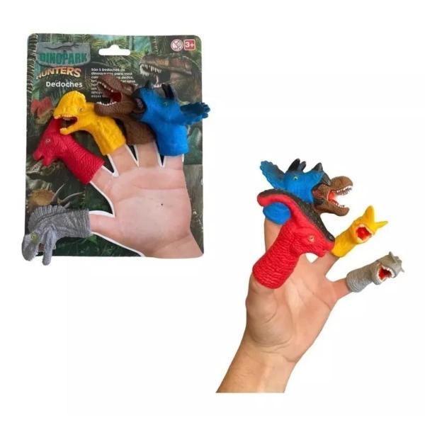 Imagem de Dedoches Dinossauro 5 Peças T-rex Infantil Fantoche Bee Toys