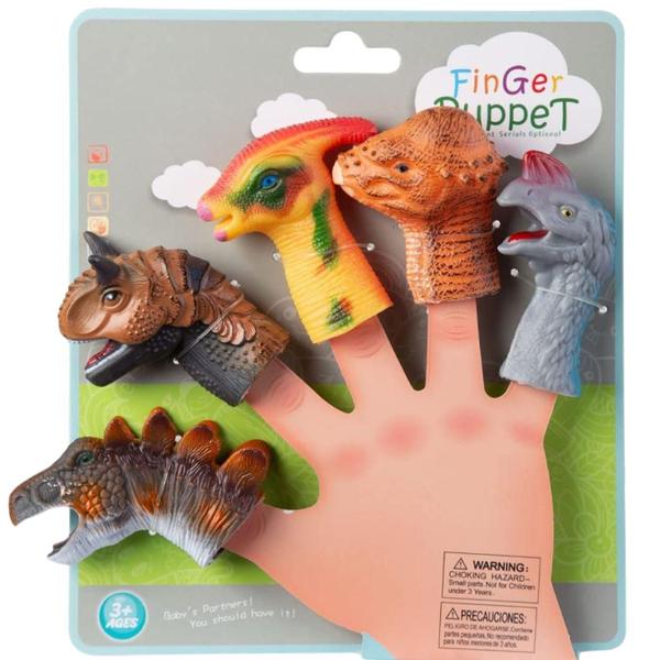 Imagem de Dedoches Divertidos Dinossauros Animais De Silicone 5 Uni