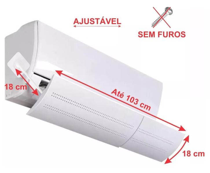 Imagem de Defletor Ar Condicionado Para Direcionar Vento De Saída Com Regulagem De Ângulo Tamanho 56 a 103CM