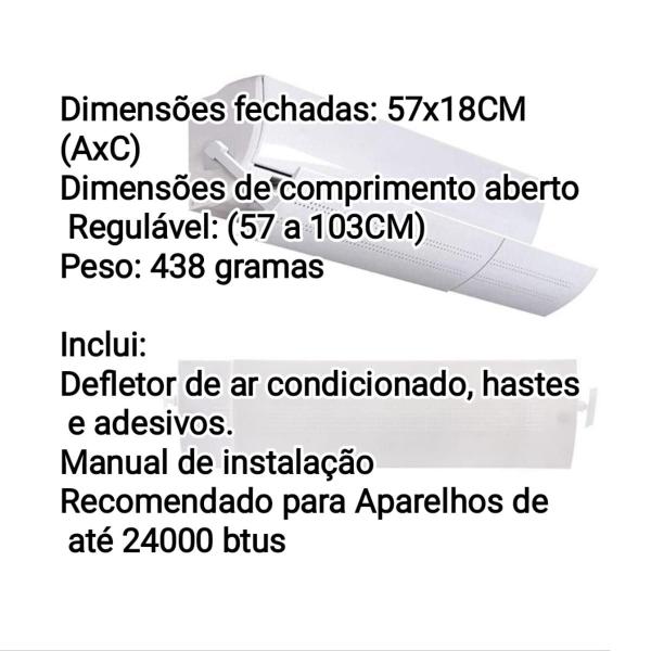 Imagem de Defletor De Ar Condicionado Direcionador de Ar Split Tamanho Ajustável 53 A 103 Cm Grade De Ar Condicionado Universal