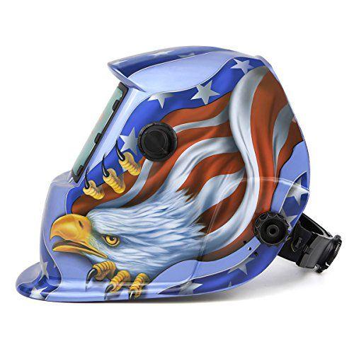 Imagem de Dekopro Welding Capacete Solar Powered Auto Darkening Hood com faixa de sombra ajustável 4/9-13 para máscara de soldador arco Mig Tig (Águia Azul)