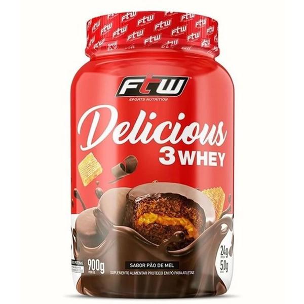 Imagem de Delicious 3 whey 900 g - ftw (pao de mel)