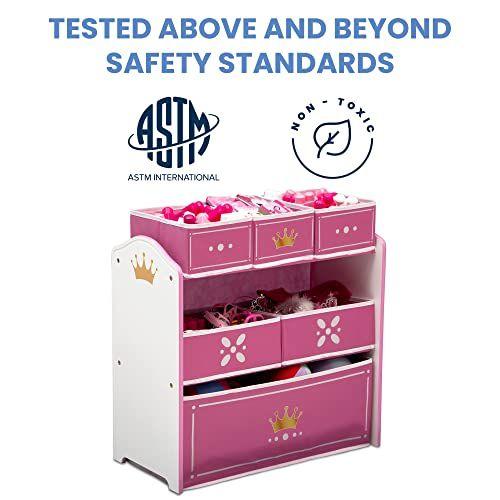 Imagem de Delta Children Princess Crown Design & Store 6 Bin Toy Storage Organizer - Greenguard Gold Certified, Branco/Rosa