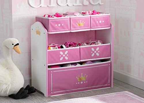 Imagem de Delta Children Princess Crown Design & Store 6 Bin Toy Storage Organizer - Greenguard Gold Certified, Branco/Rosa