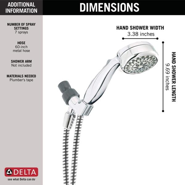 Imagem de Delta Faucet 7-Spray Touch-Clean Hand Held Shower Head com mangueira, Cromo 75700