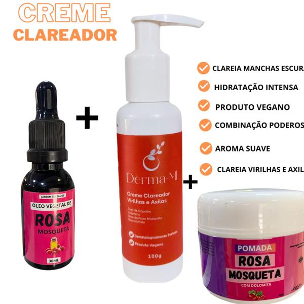 Imagem de Derma-mi Creme clareador intimo + Pomada + óleo de Rosa Mosqueta 100% puro 3 itens!