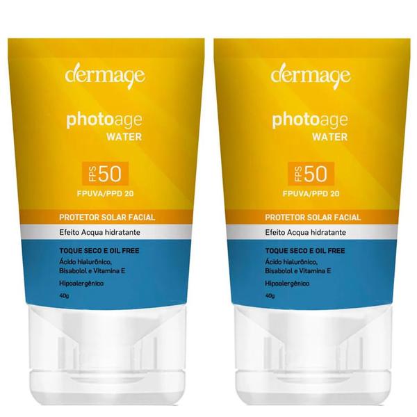 Dermage Photoage Water Kit com 2 Unidades  Protetor Solar Facial FPS50  40g