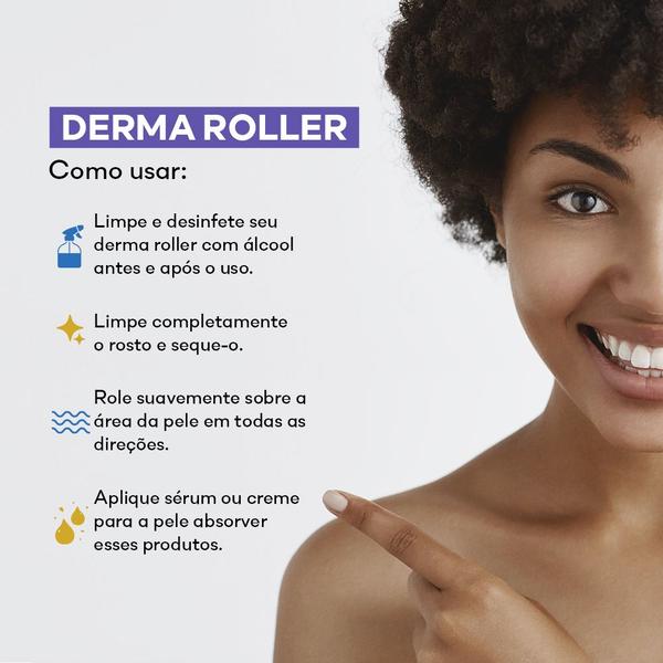 Imagem de Dermaroller 1.5mm Esfoliador de Pele Crescimento Barba