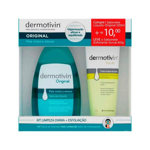 Imagem de Dermotivin Original Sabonete Líquido 120ml e Dermotivin Scrub Esfoliante 60g