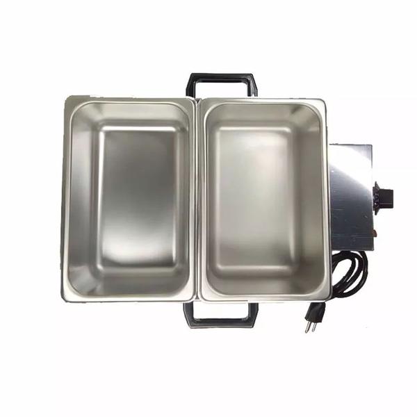 Derretedeira de chocolate inox 10 Kg com 2 cubas 5 Kg 110V - Ss Estufas Imagem de Derretedeira de chocolate inox 10 Kg com 2 cubas 5 Kg 110V