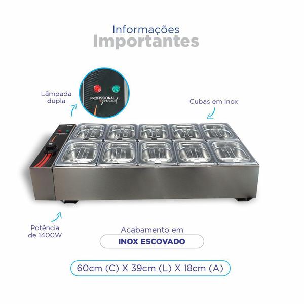 Derretedeira de Chocolate inox Gourmet 8 cubas 1/6 ZPCHG08 - Zepper Imagem de Derretedeira de Chocolate inox Gourmet 8 cubas 1/6 ZPCHG08