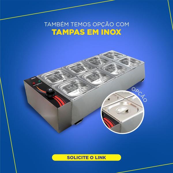 Derretedeira de Chocolate inox Gourmet 8 cubas 1/6 ZPCHG08 - Zepper Imagem de Derretedeira de Chocolate inox Gourmet 8 cubas 1/6 ZPCHG08
