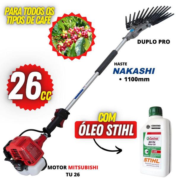 Imagem de Derriçadeira de Café Á Gasolina Nakashi Com Motor Mitsubishi TU26 2 Tempos + 01 Óleo Castrol Stihl