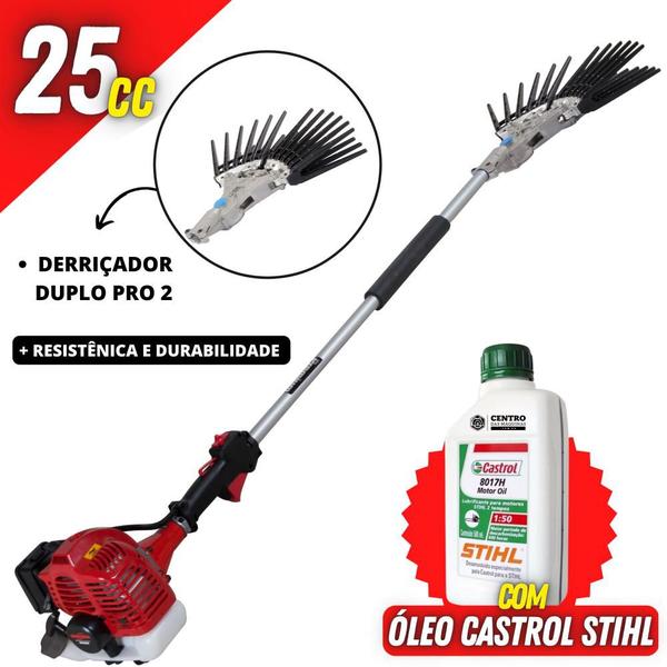 Imagem de Derriçadeira de Café Kawashima Garra Dupla Com Transmissão de 8 Rolamentos + Óleo 2T Castrol Stihl