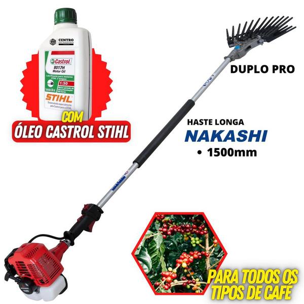 Imagem de Derriçadeira de Café Nakashi DL262MDL Com Motor Mitsubishi TU26 Braço Longo + 01 Óleo Castrol Stihl