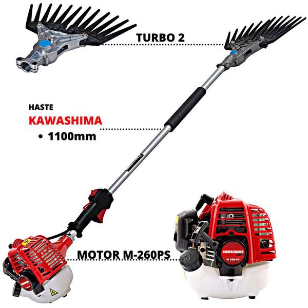 Imagem de Derriçadeira Premium Turbo 2 Kawashima KWD2610T2 com Haste 1100mm e Motor Kawashima 25,6cc