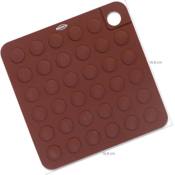 Imagem de Descanso de Panela Silicone Apoio Quadrado Chocolate Brinox