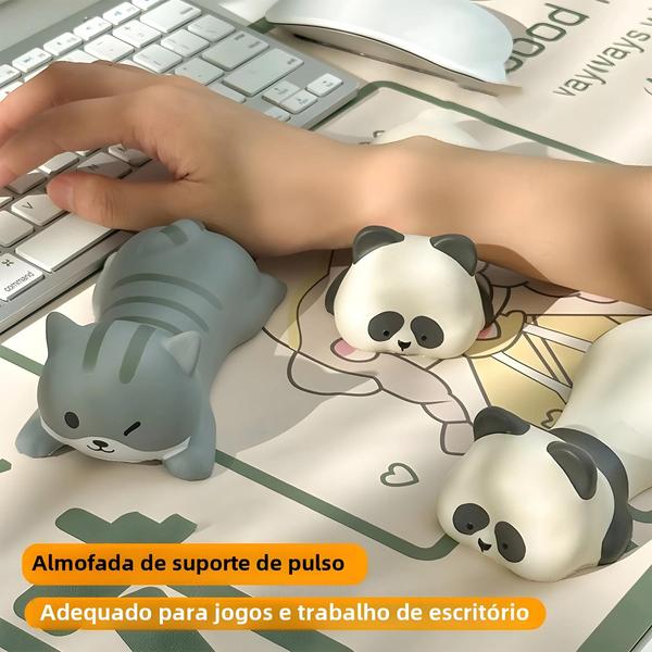 Imagem de Descanso de Pulso com Animal Fofo - Mouse Pad Gato, Cachorro, Pato ou Panda