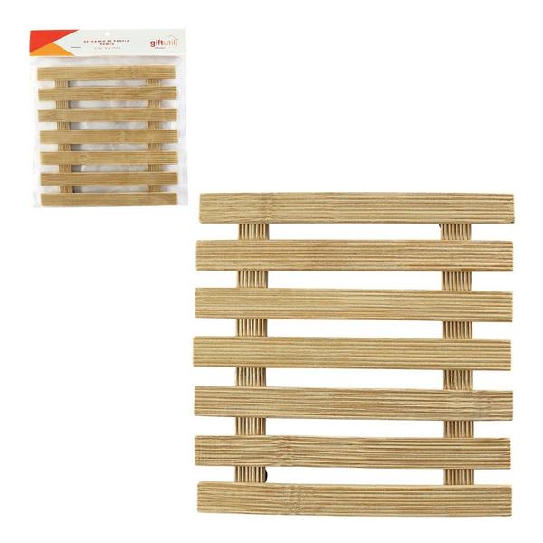 Descanso para Panela de Bambu Quadrado Antiderapente - GiftUtil Imagem de Descanso para Panela de Bambu Quadrado Antiderapente