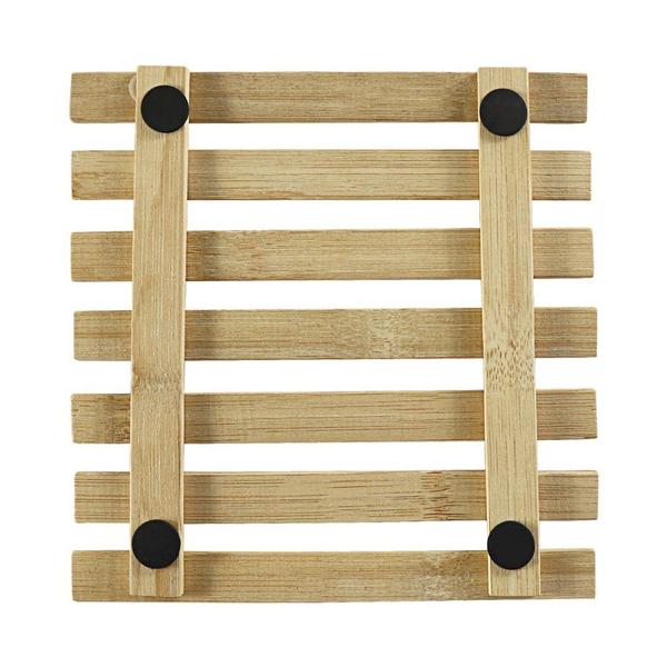 Descanso para Panela de Bambu Quadrado Antiderapente - GiftUtil Imagem de Descanso para Panela de Bambu Quadrado Antiderapente