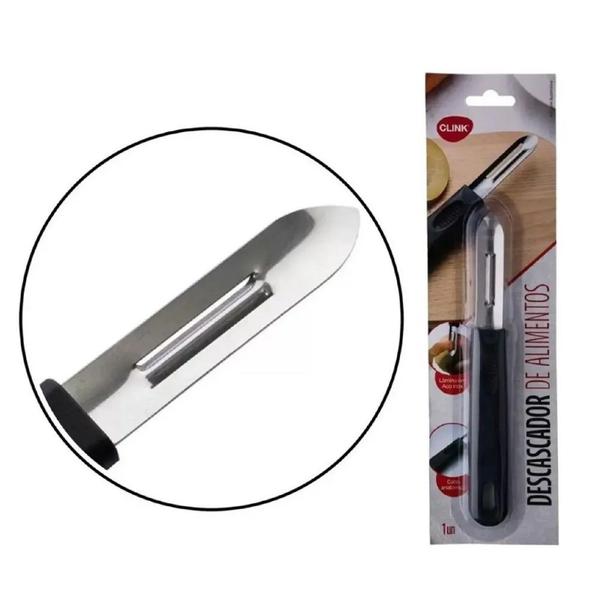 Descascador Cortador Alimento Faca Descascar Fatiar Aço Inox Serrilhada Afiado Legumes Pepino Batata - Clink Imagem de Descascador Cortador Alimento Faca Descascar Fatiar Aço Inox Serrilhada Afiado Legumes Pepino Batata