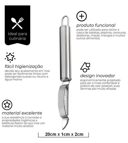 Descascador de Frutas e Legumes 20cm Vertical Inox Mimo Style Imagem de Descascador de Frutas e Legumes 20cm Vertical Inox Mimo Style