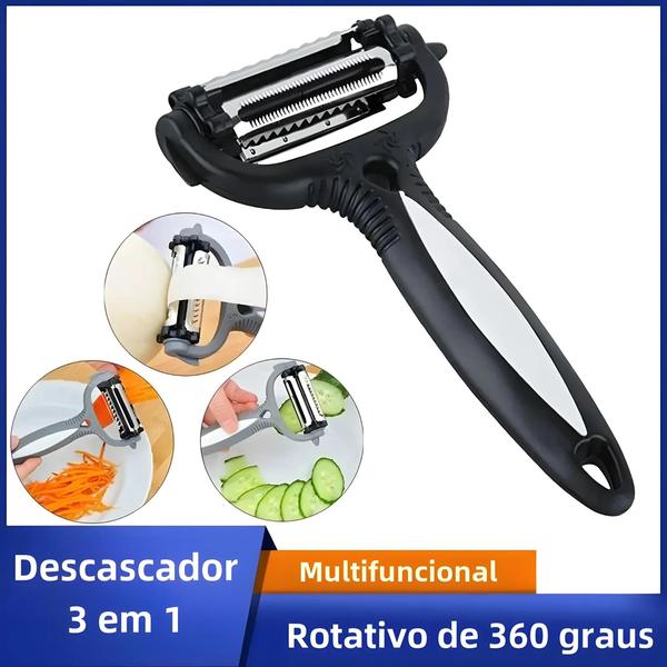 Descascador de Frutas Rotativo 3 em 1 - 360 Graus - Ferramenta Multifuncional para Cozinha Imagem de Descascador de Frutas Rotativo 3 em 1 - 360 Graus - Ferramenta Multifuncional para Cozinha