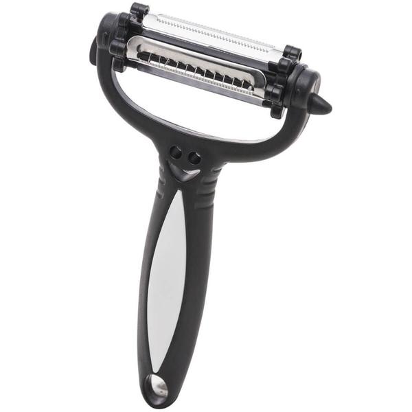 Descascador de Legumes 3 Lâminas Giratórias 15cm Preto Lyor Inox Plástico Manual Multifuncional Imagem de Descascador de Legumes 3 Lâminas Giratórias 15cm Preto Lyor Inox Plástico Manual Multifuncional
