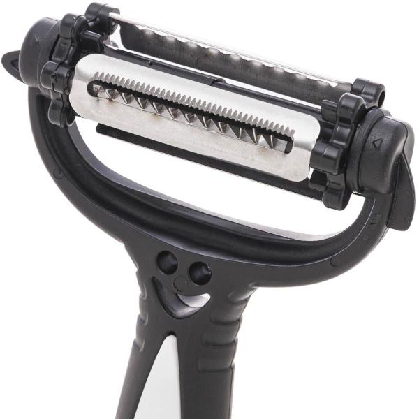 Descascador de Legumes 3 Lâminas Giratórias 15cm Preto Lyor Inox Plástico Manual Multifuncional Imagem de Descascador de Legumes 3 Lâminas Giratórias 15cm Preto Lyor Inox Plástico Manual Multifuncional