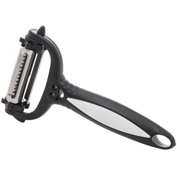 Descascador de Legumes 3 Lâminas Giratórias 15cm Preto Lyor Inox Plástico Manual Multifuncional Imagem de Descascador de Legumes 3 Lâminas Giratórias 15cm Preto Lyor Inox Plástico Manual Multifuncional