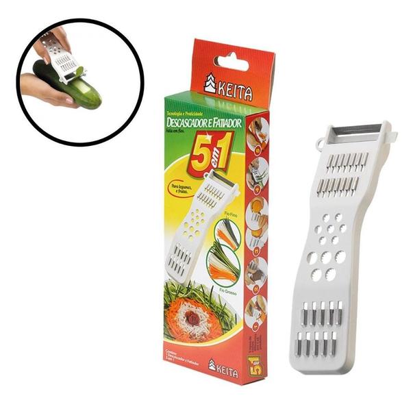 Descascador de legumes plástico 5 em 1 cozinha utensílio do lar - Filó Modas Imagem de Descascador de legumes plástico 5 em 1 cozinha utensílio do lar