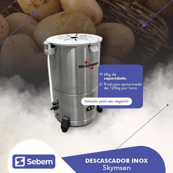 Descascador De Leguminosas Skymsen Inox 6kg Imagem de Descascador De Leguminosas Skymsen Inox 6kg