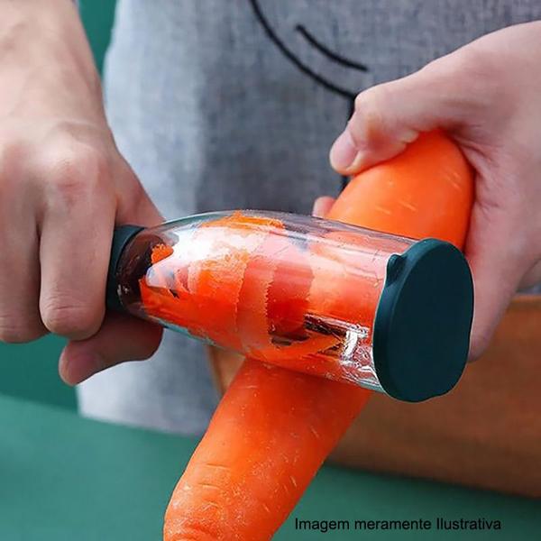 Imagem de Descascador de Vegetais de Plástico e Aço Inox com Dispenser Cinza 2863 - Lyor