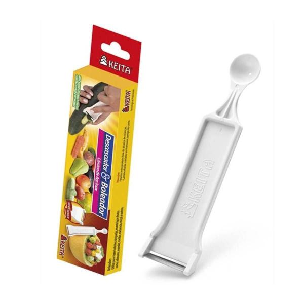 Descascador e Boleador de Legumes Plástico Branco - DB02 -Keita Imagem de Descascador e Boleador de Legumes Plástico Branco - DB02 -Keita