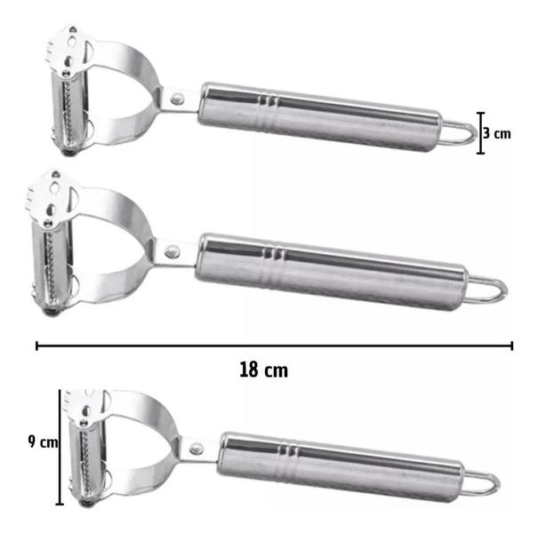 Imagem de Descascador Fatiador Aço Inoxidável Manual Frutas Verduras