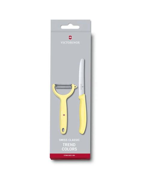 Descascador frutas e legumes + Faca descascar 22cm Swiss Made Victorinox Imagem de Descascador frutas e legumes + Faca descascar 22cm Swiss Made Victorinox