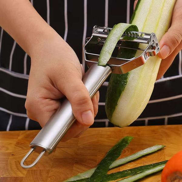 Imagem de Descascador Legumes E Frutas Dupla Lâmina 2 Em 1 Multifuncional Manual Aço Inox