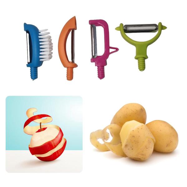 Descascador Legumes Frutas Lâminas Batata Cenoura 4 Em 6 fun - FX Imagem de Descascador Legumes Frutas Lâminas Batata Cenoura 4 Em 6 fun