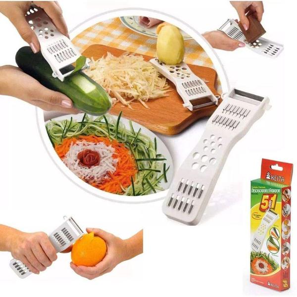 Descascador Ralador De Legumes e Frutas 5 em 1 Fatia Keita Imagem de Descascador Ralador De Legumes e Frutas 5 em 1 Fatia Keita