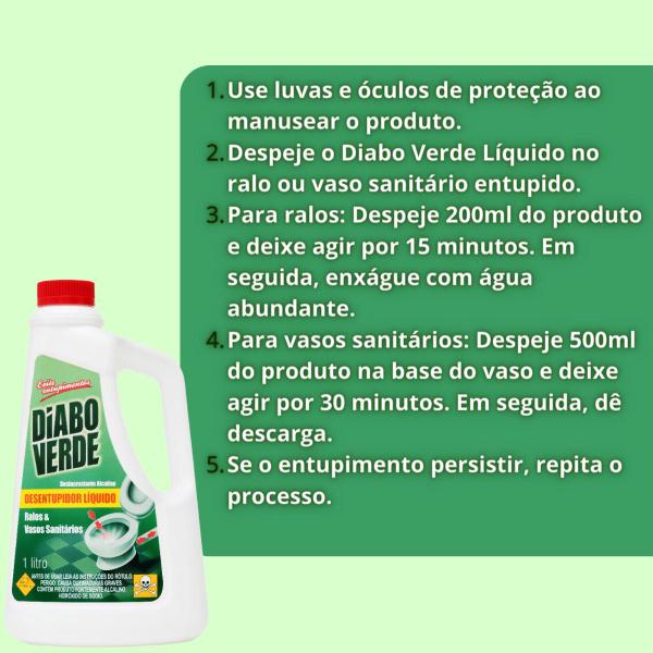 Imagem de Desentupidor Diabo Verde Liquido 1L Fácil de usar, difícil de superar!