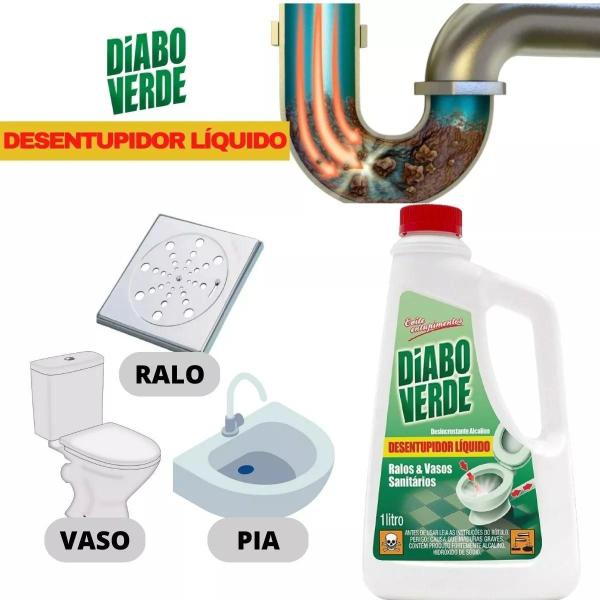 Imagem de Desentupidor Liquido De Ralo, Vaso E Pia Diabo Verde 1 L