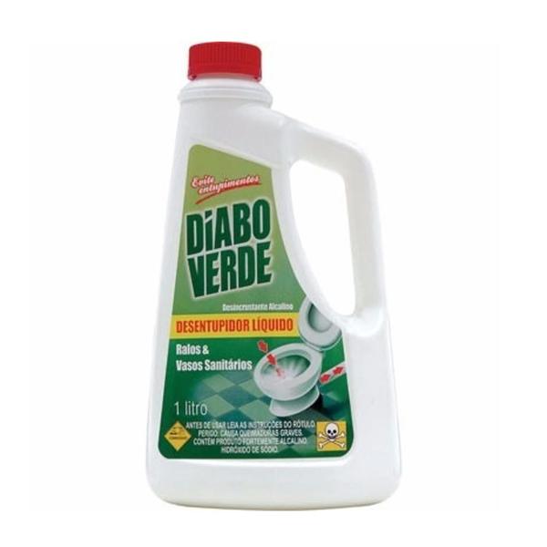 Imagem de Desentupidor Líquido Diabo Verde 1L Kit 3