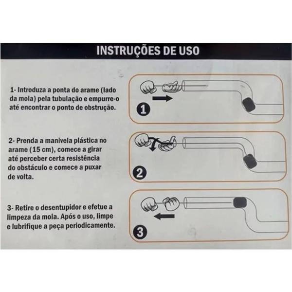 Imagem de Desentupidor Manual 10M Mola Aço 10 Metros Ralo Pia Cano