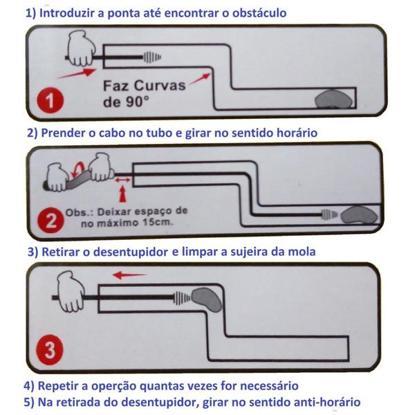 Imagem de Desentupidor Manual 5m Mola de Aço 5 Metros Ralo Pia Cano Calha Bestfer BFH2299