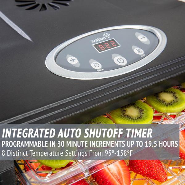 Desidratador de alimentos Ivation 9 Tray 600W com temporizador e termostato Imagem de Desidratador de alimentos Ivation 9 Tray 600W com temporizador e termostato