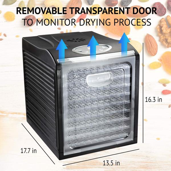 Desidratador de alimentos Ivation 9 Tray 600W com temporizador e termostato Imagem de Desidratador de alimentos Ivation 9 Tray 600W com temporizador e termostato