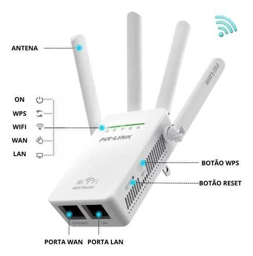 Imagem de Design Potente: Repetidor Wifi 2800m com 4 Antenas, Amplificador de Sinal, 110v/220v