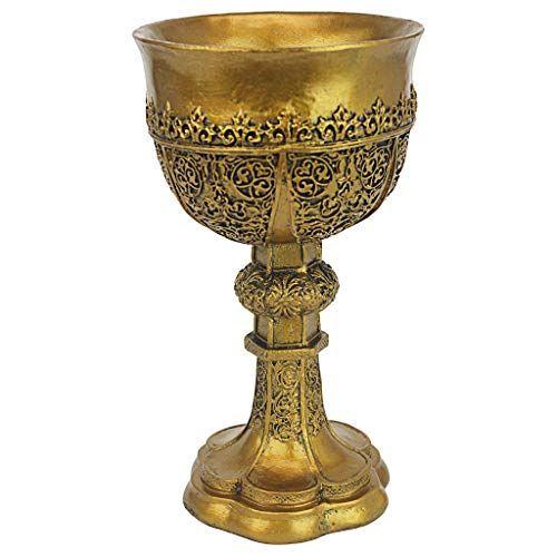 Imagem de Design Toscano Cálice Dourado do Rei Arthur Medieval Decor Gothic Goblet Escultura, 9 Polegadas, Poliresina, Ouro