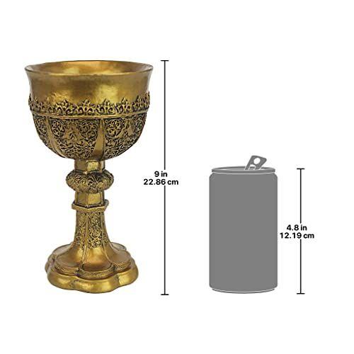 Imagem de Design Toscano Cálice Dourado do Rei Arthur Medieval Decor Gothic Goblet Escultura, 9 Polegadas, Poliresina, Ouro