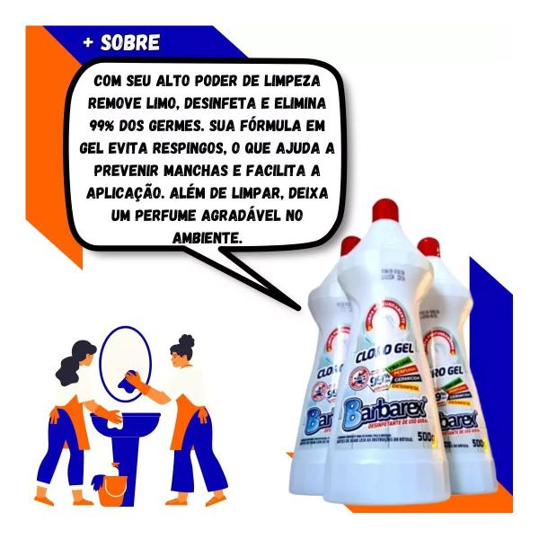 Imagem de Desinfetante Cloro Gel Limpeza Profunda 500 Ml Barbarex